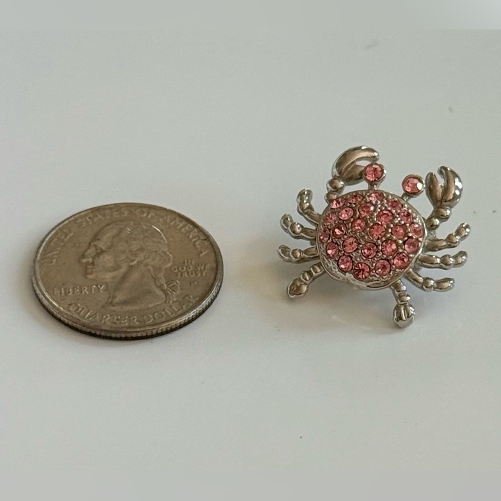 🦀 Cookie Lee Genuine Crystal Pink Crab Brooch - Picture 6 of 7